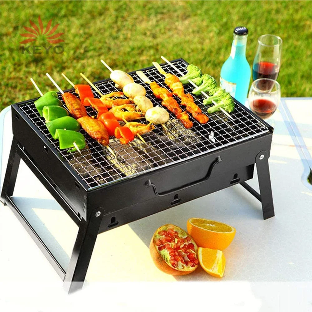 Keyo Portable Bbq Grills Outdoor 13 Inch Stainless Steel Folding
