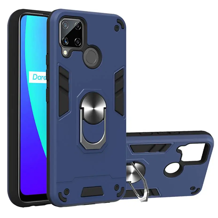 

For Realme C15 Case Cover,2021 Amazon New Shockproof Kickstand Phone Case Cover For Oppo Realme C15 C17 C12 C11 Reno 5 Pro A15S, Black,blue,red,white,gold,rose gold