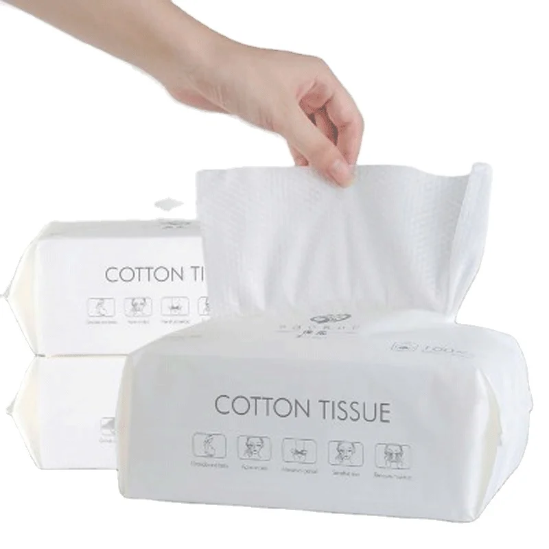 

2020 the cheapest disposable face towel fabric Facial Cotton Tissue paper disposable baby face tissue, White