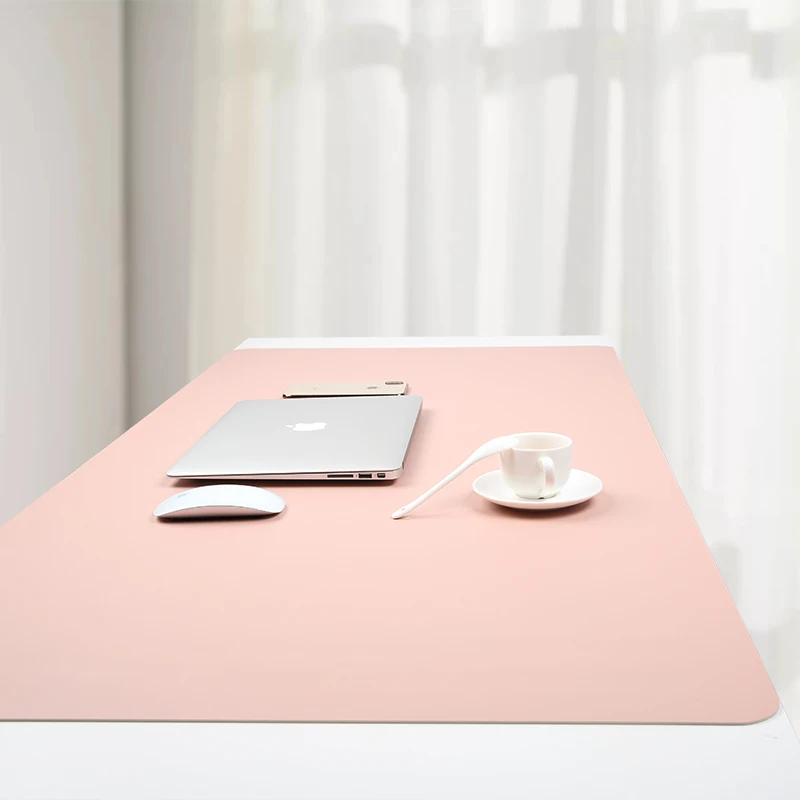 

large double dual-sided custom adjustable foldable folding computer PU PVC leather wool felt desk mat for laptop desk pad office