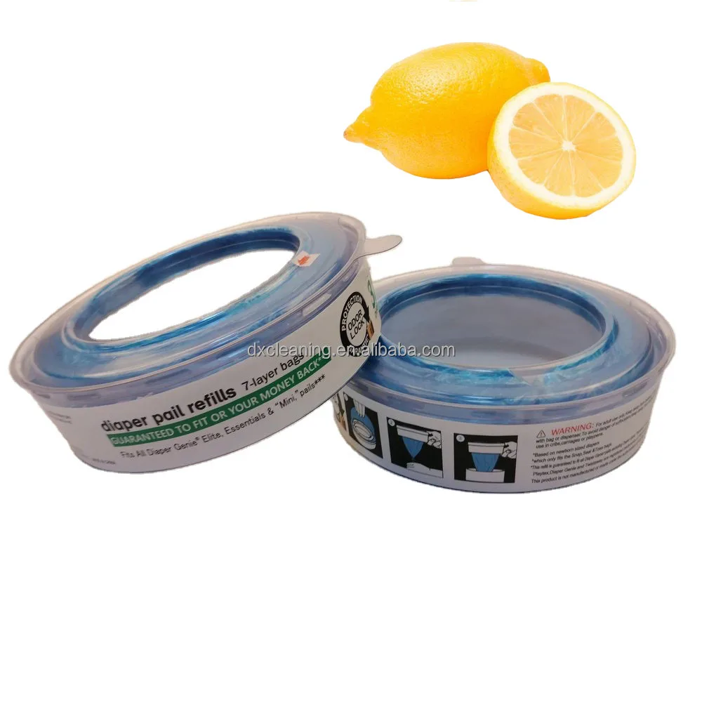 

Free Sample Lemon Scent Diaper Refill Pail Bags 17cm Diameter Diaper Gen ie Pail Nappy System Refills, Blue, or oem color moq is 3000 pcs