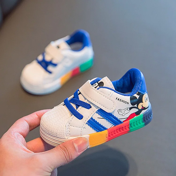 

Wholesale Cartoon Pattern Mickey Mouse Shoes for Kids Casual Shoes Flats Shoes Kids, Black pink orange blue
