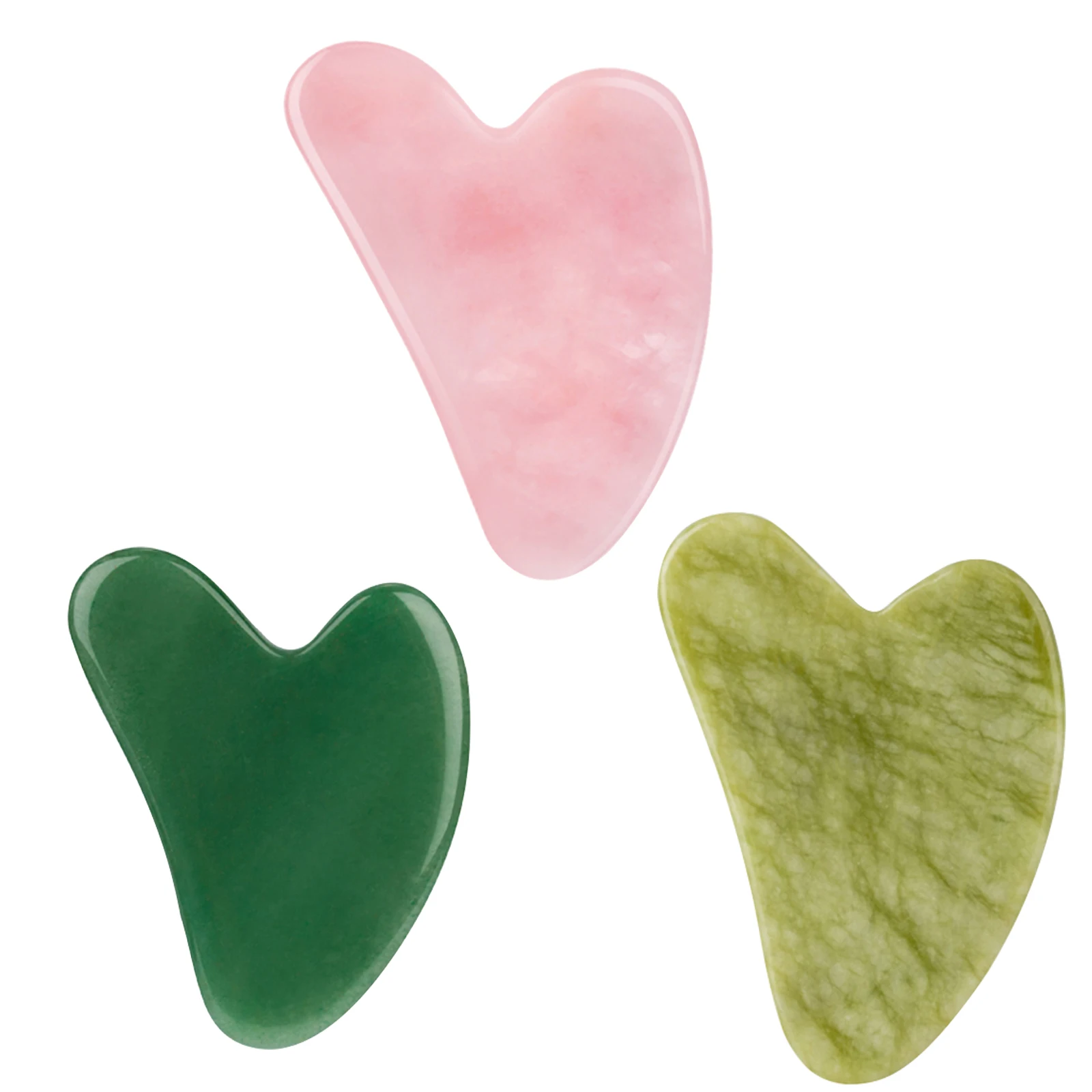 

100% Natural Rose Quartz Heart Shaped Facial Tool Face Massage Scraper Stone Gua Sha Board