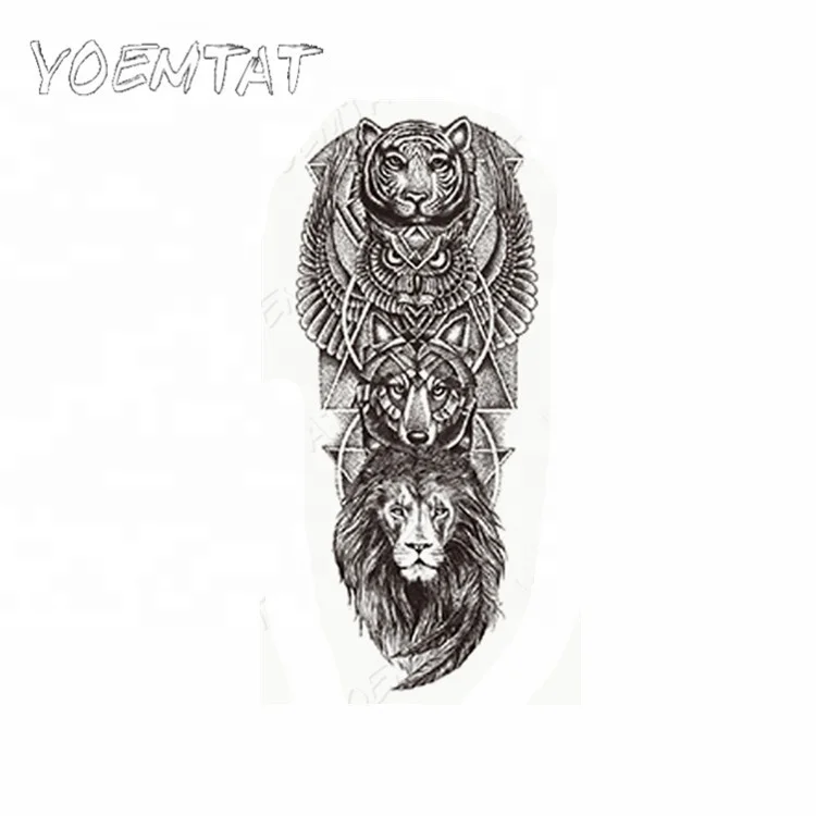 

Hot sale animal head design tatto animal temporary tattoo sticker, Cmyk