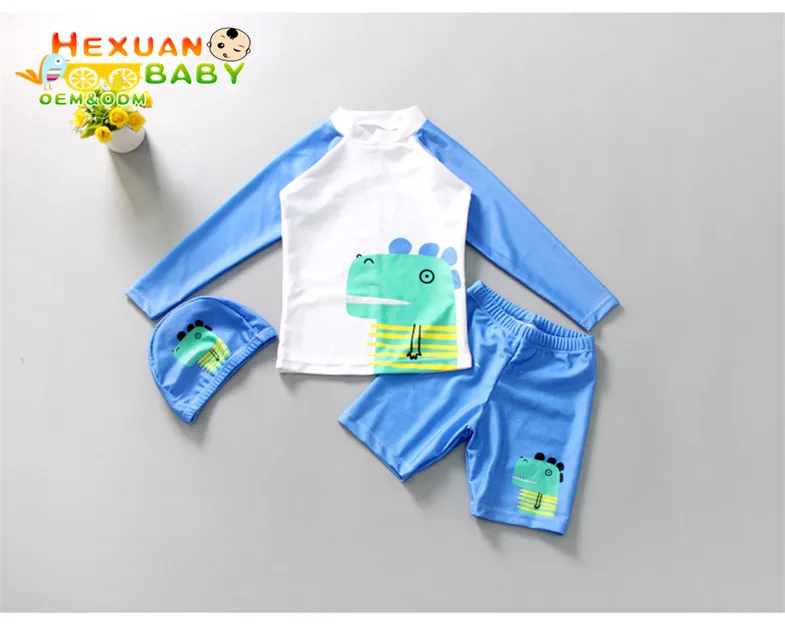 

2020 new design printing arrival fashion kids swimsuit long sleeve 3 piece baby swimwear with hat, Picture showed