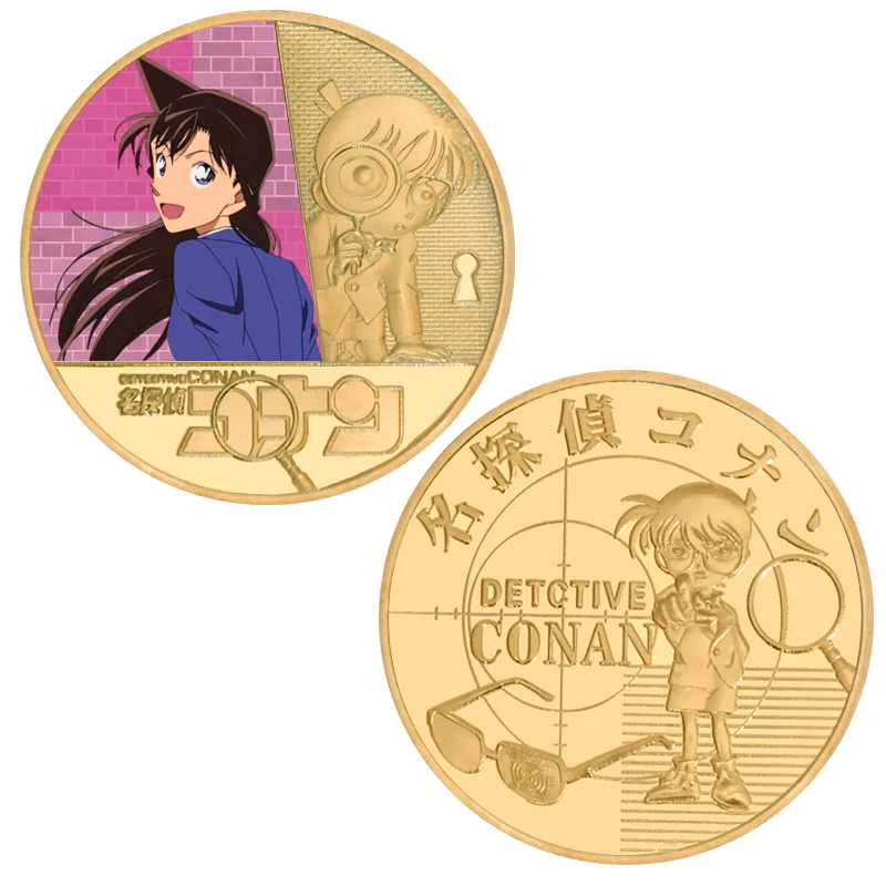 5pcs硬币建立新柯南金币24k镀金柯南硬币日本胺的最好的礼物