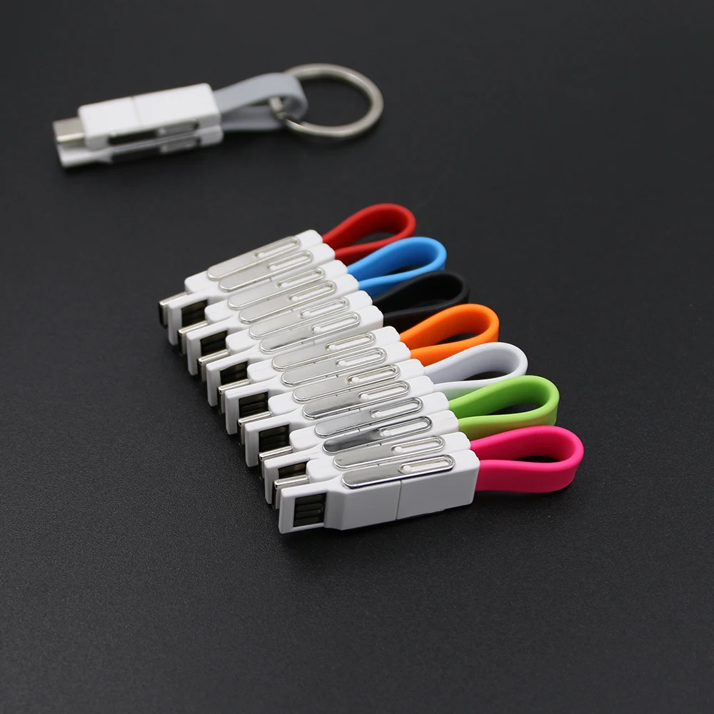 

2019 top seller on Amazon CE ROHS FCC promotional gift keychain usb cable for iphone for Android for type C, Any color or custom