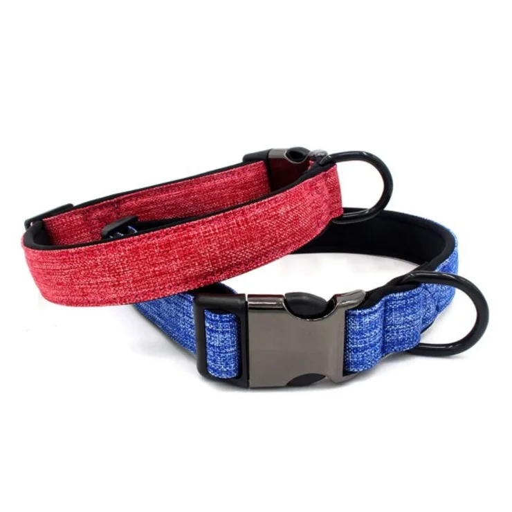 

Wholesale Water Proof Adjustable Half Metal Buckle Neoprene Padded Canvas Dog Collar