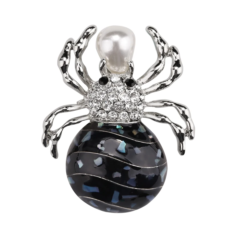 

Trendy Enamel Pin Spider Brooches For Women Animal Metal Pearl Vintage Rhinestone Brooch Fashion Jewelry Decoration