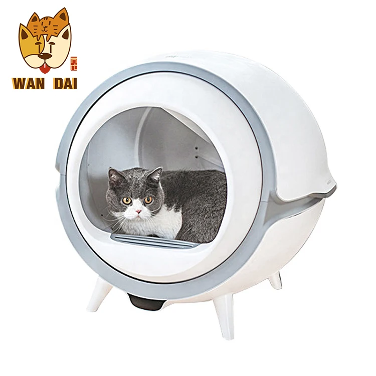 

Smart Intelligent No screw clamp design Pet Cat Litter Box Eco friendly Enclosed Cat Toilet Litter Box, Gray