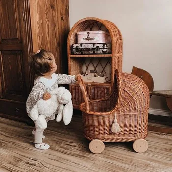 wicker doll bed