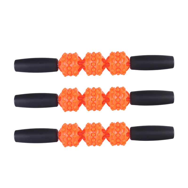 

Vivanstar YG2610 In Stock Fast Delivery Body Relax Tool Muscle Roller Sticks 3 Ball Yoga Massage Roller Stick, Customized color
