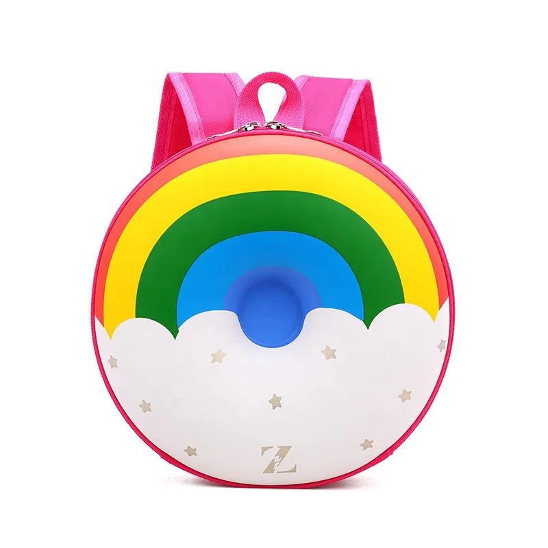 

Creative cute kawaii rainbow donut hard shell kids backpack school bag