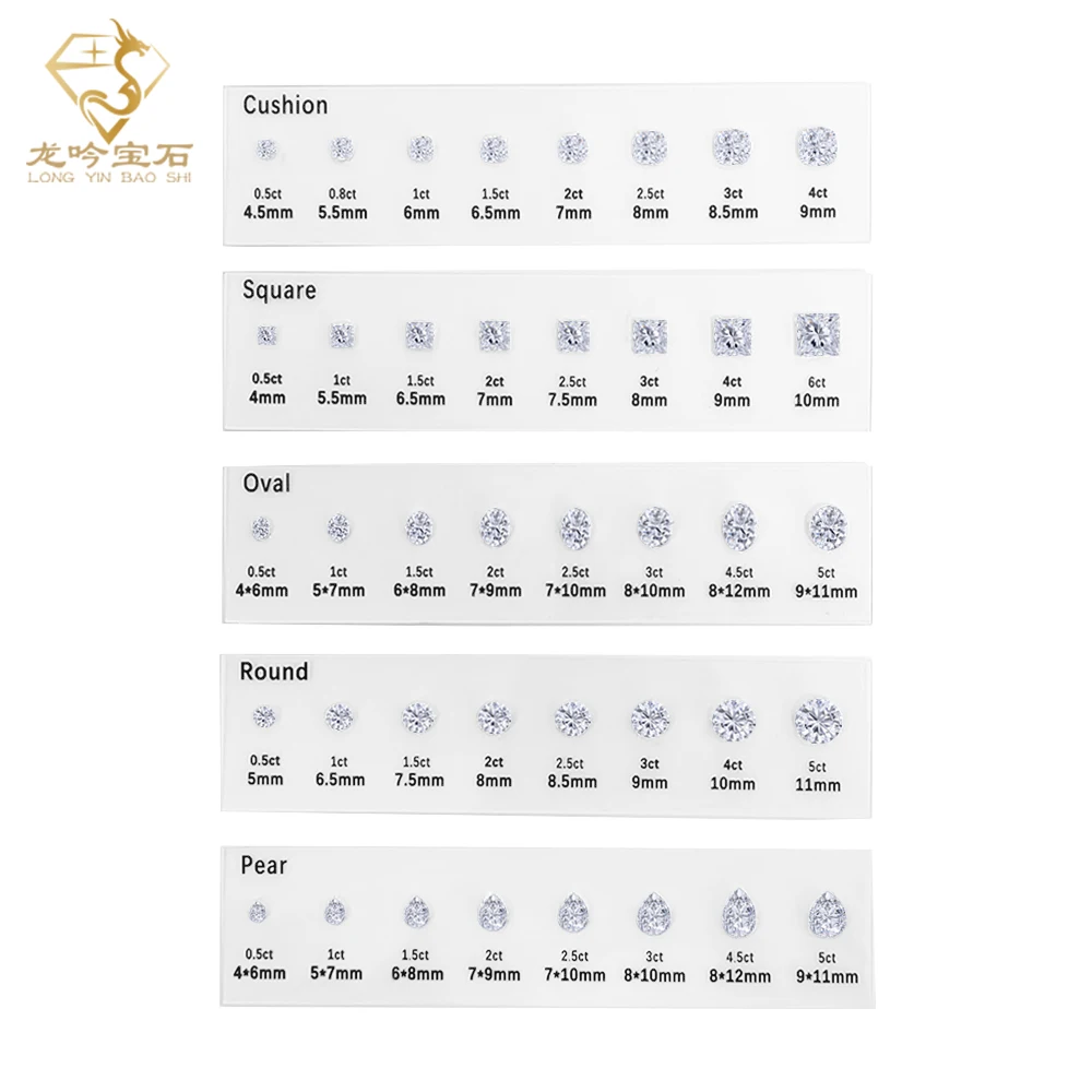 Hot Product 0.5ct-8ct Fancy Shape 5A White Cubic Zirconia Most Popular Diamond Comparison Set Diamond Comparison