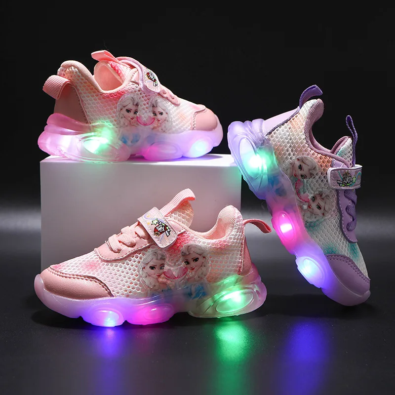 

Princess Cartoon Print Children's Casual Walking Style Shoes Breathable Mesh Shoes