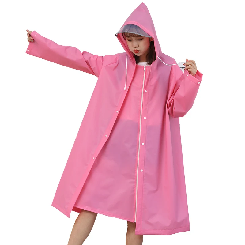 

High quality unisex rain coat poncho customized logo printed reusable eva rainwear waterproof long raincoat, Pink/blue/white/customized