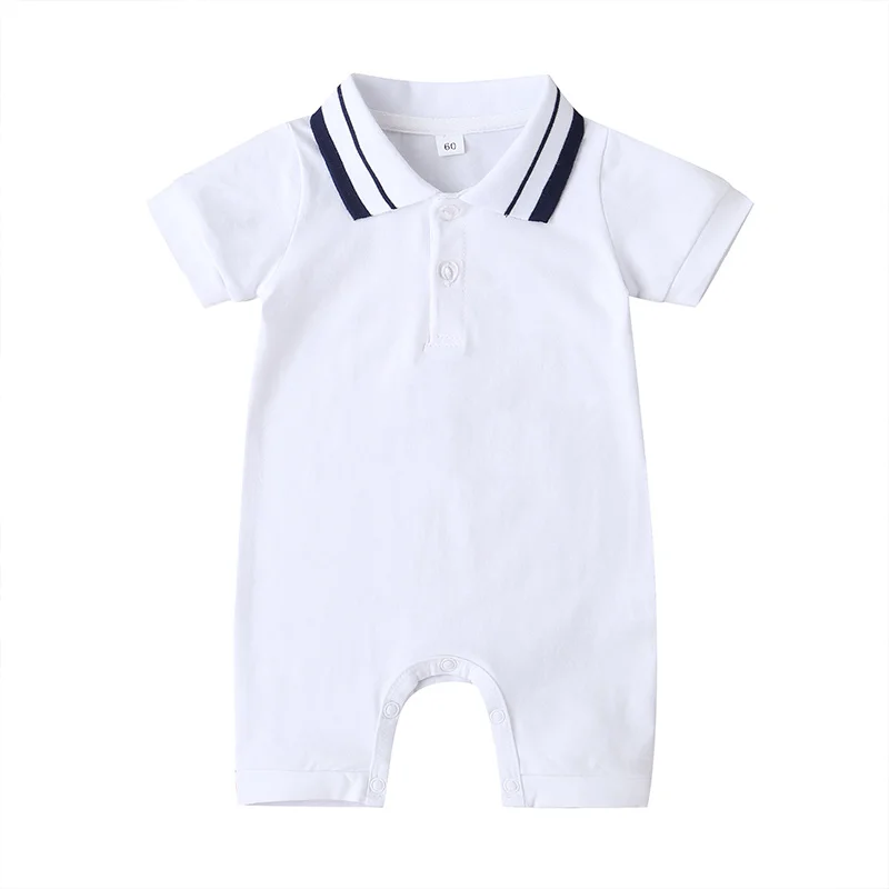 

Solid Color Polo Style Newborn Baby Boys Rompers