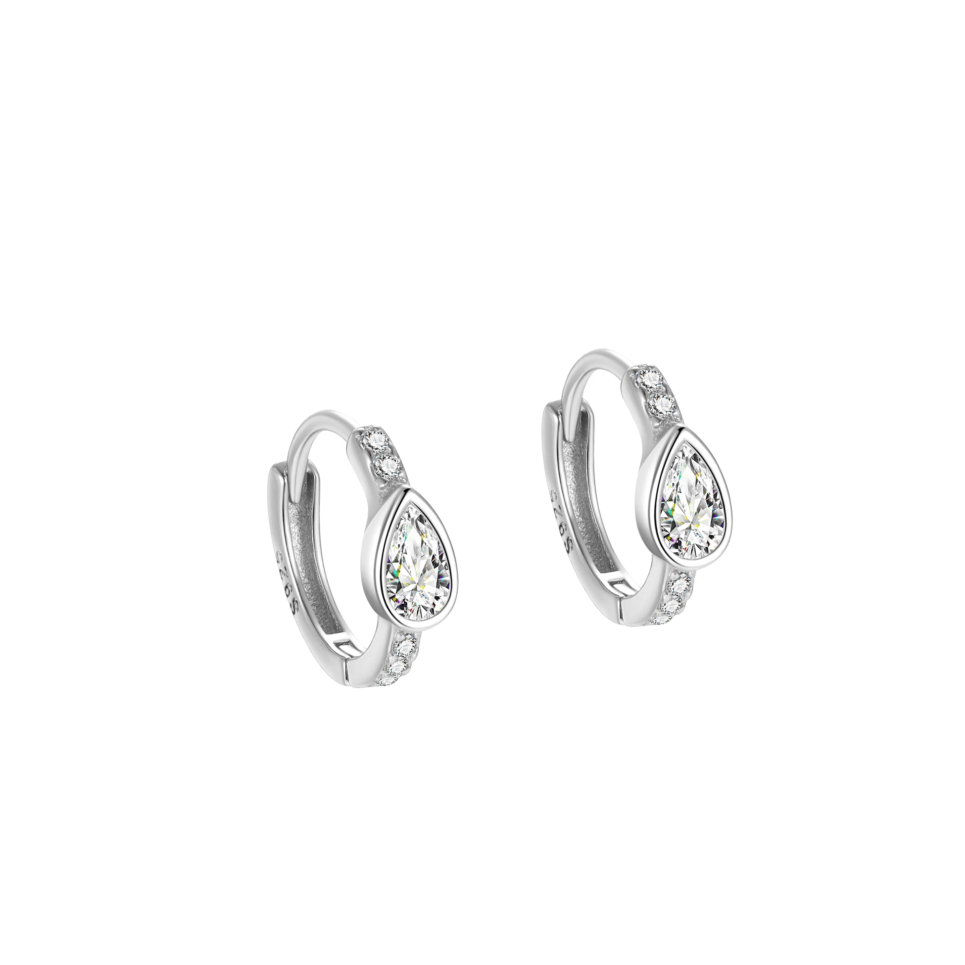 Fashion 925 Sterling Silver Earrings Set 5A Cubic Zirconia CZ Waterdrop Pear Round Hoops for Women Fine Jewelry Wholesale