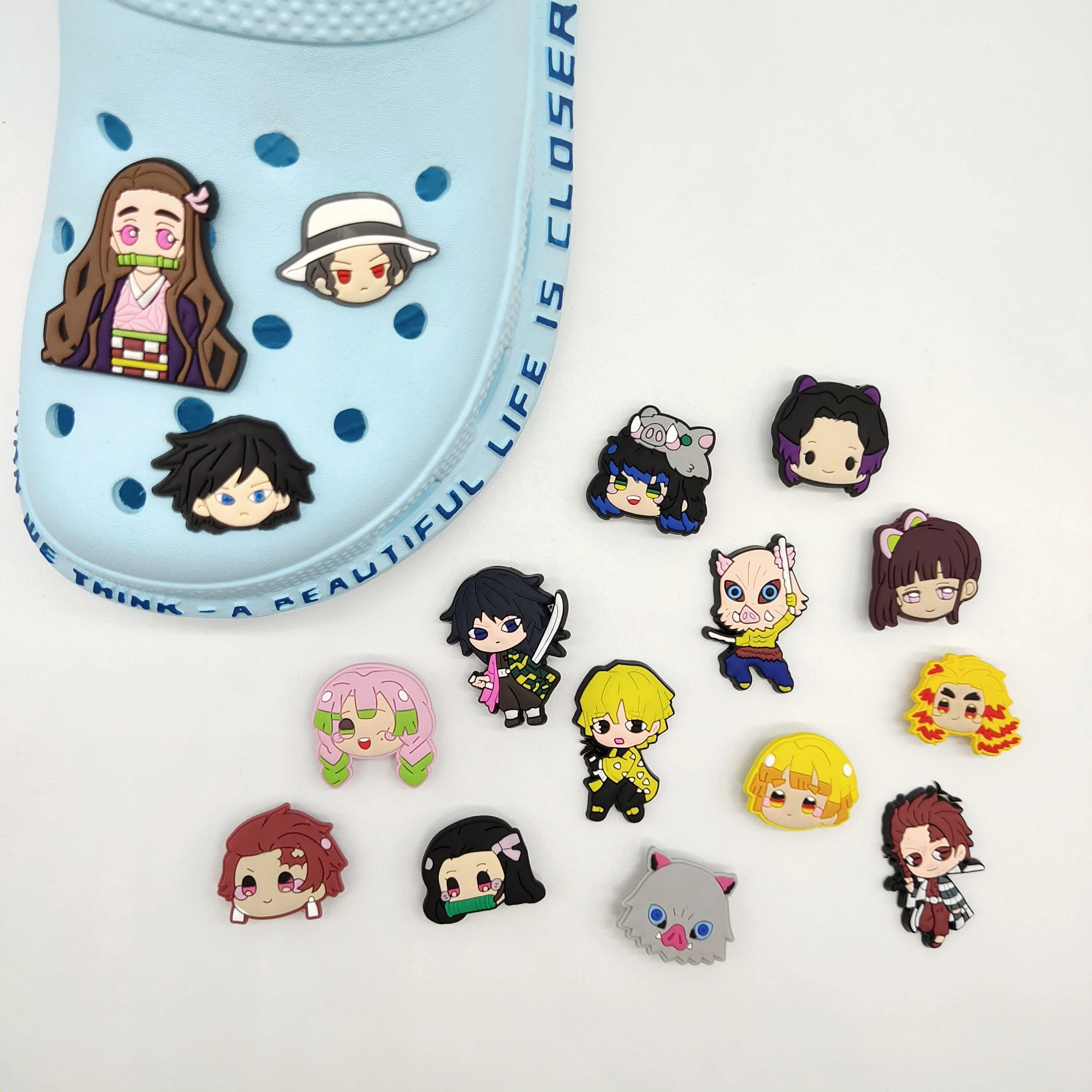 

nezuko custom designer charms soft pvc Ghost killing blade croc charms for garden shoes accessories wholesale, As picture