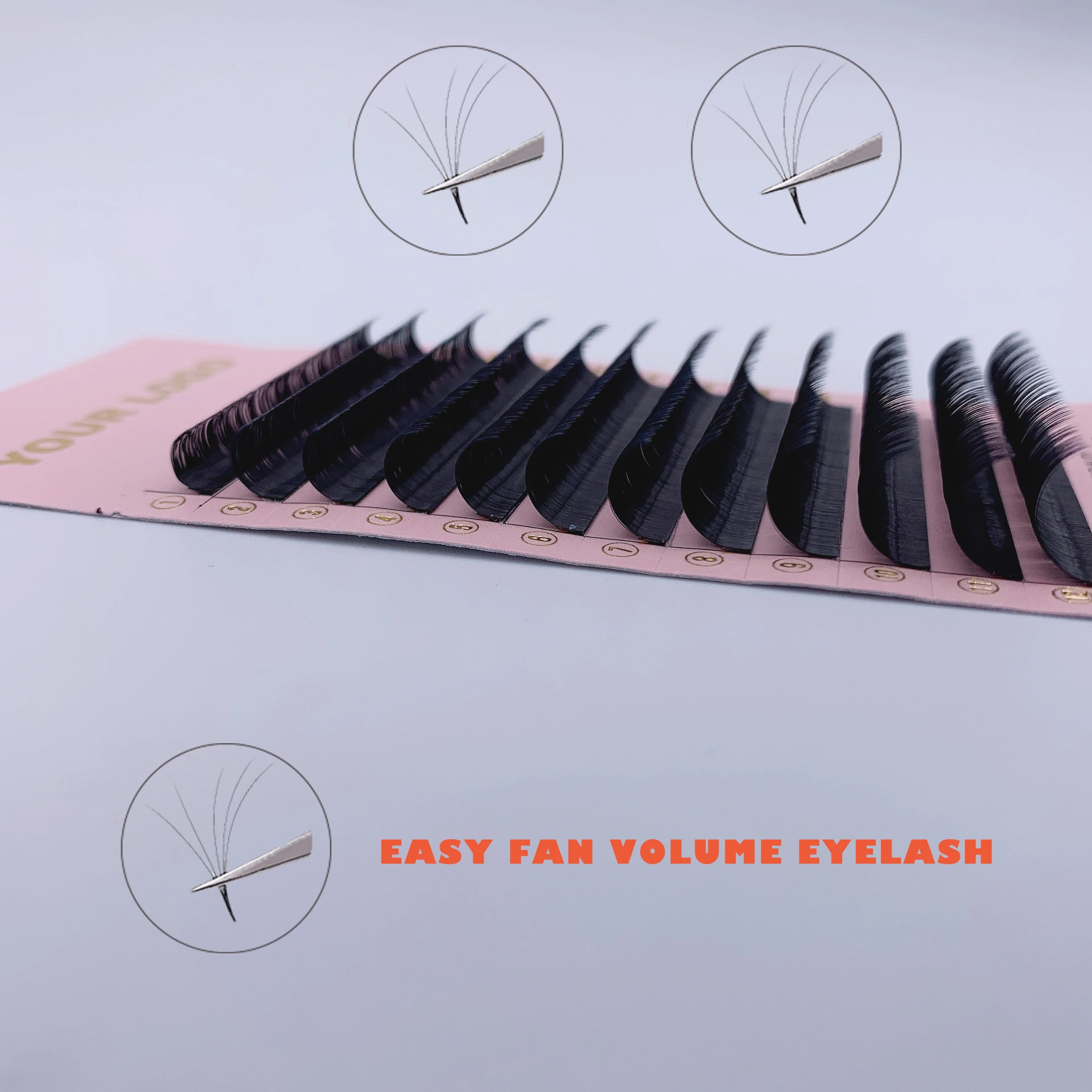 

auto blooming fan lashes extensions easy fan lashes soft easy to apply lash extensions with custom label, Natural black