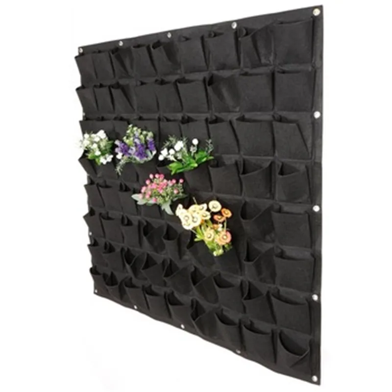 

Customized Watering System Indoor Hanging Wall Mount Planter 4 Pockets Grow Bag Vertical Garden, Black or green