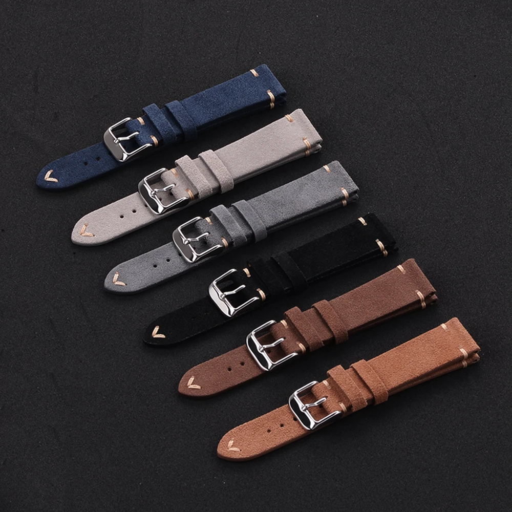

EACHE Handmade Men Quick Release Watchband Wrist Band 18mm 20mm 22mm Suede Leather Watch Band Straps
