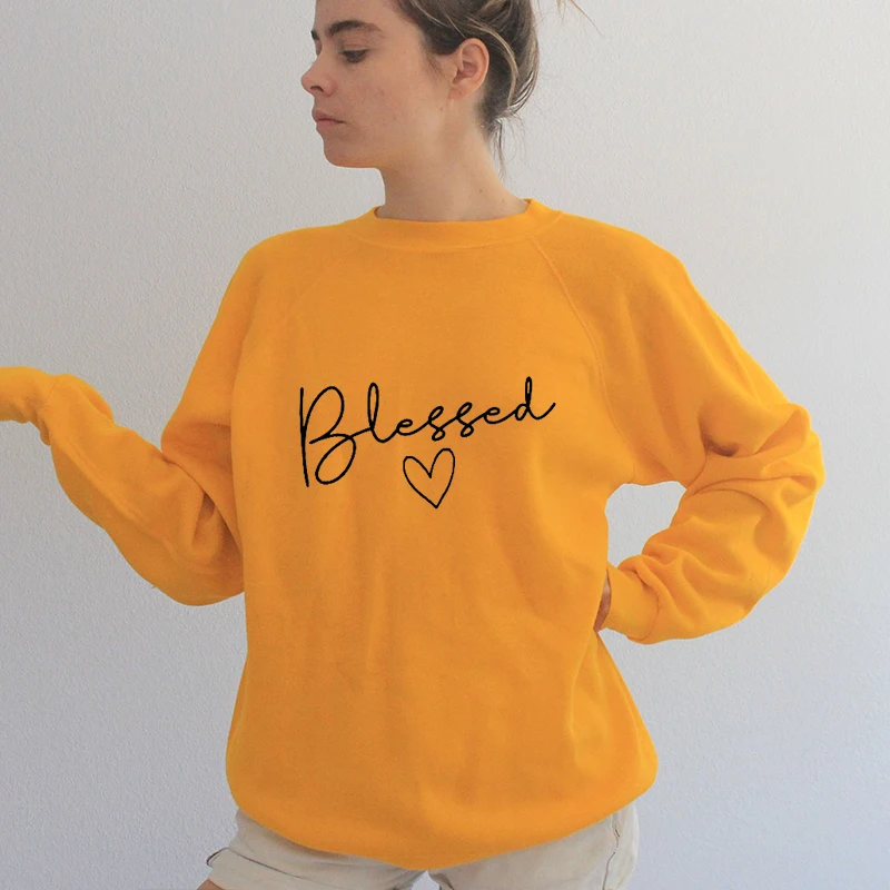 Blessed Women Sweatshirts Pink Tops Fall Clothing Christian Graphic ...