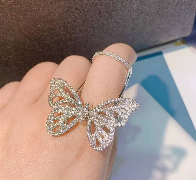 

New Arrival Crystal Butterfly Ring Adjustable Zircon Diamond Butterfly Moving Ring, Picture