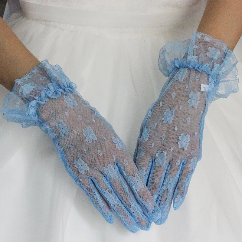 
Women Lace Gloves Short Wedding Gloves Elegant Finger Prom Gloves for Party 