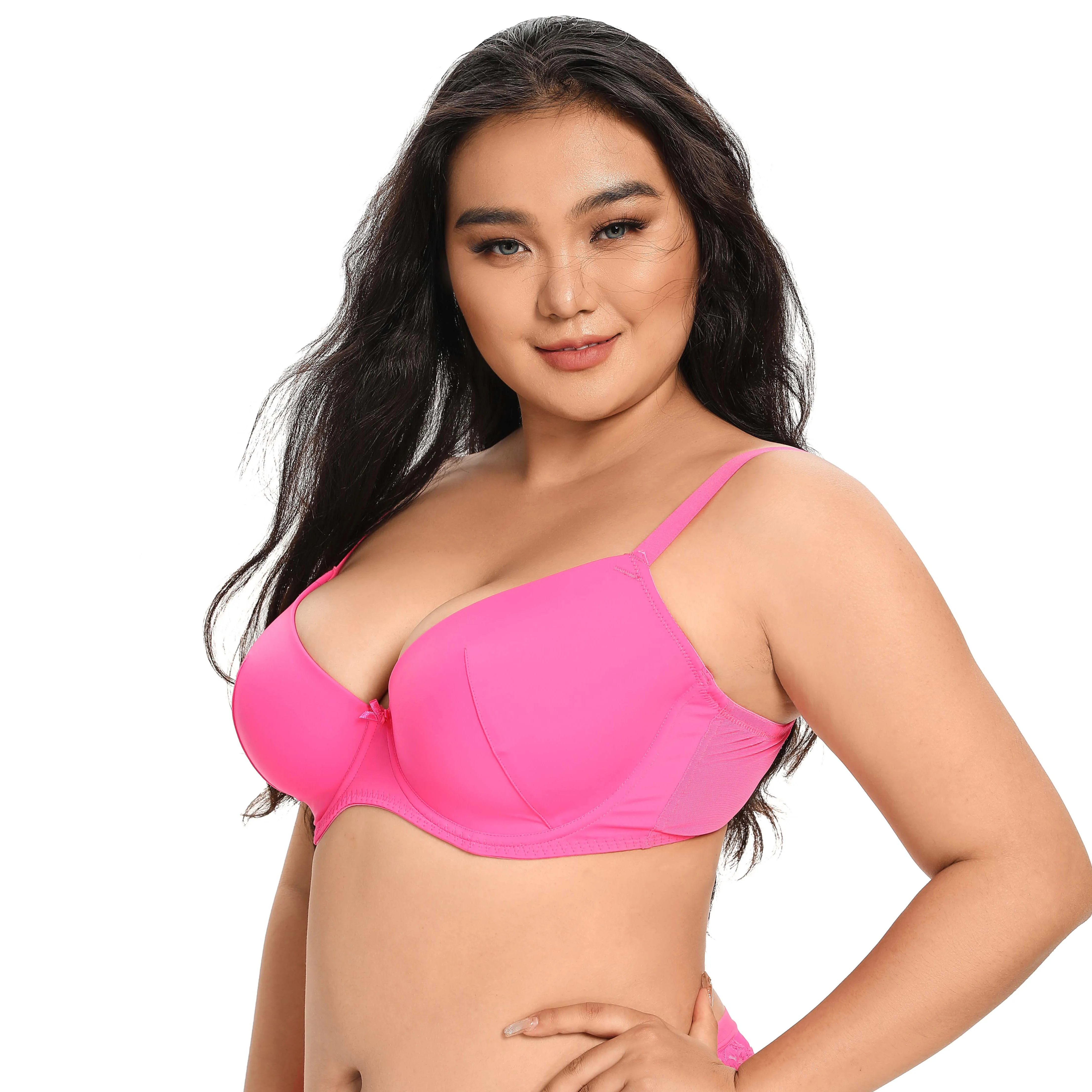 

woman solid color bow decoration plus size push up bra big full coverage cups big bra size plus size women padded bra