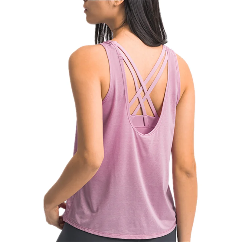 

Xsunwing OEM/ODM Cross Back Yoga Shirts women athleisure apparel Workout Running Tank Tops Sleeveless fitness leisure sportswear