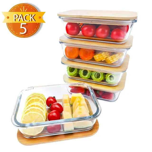 

good price bamboo pyrex lunch box airtight food containers glass bakeware for microwave