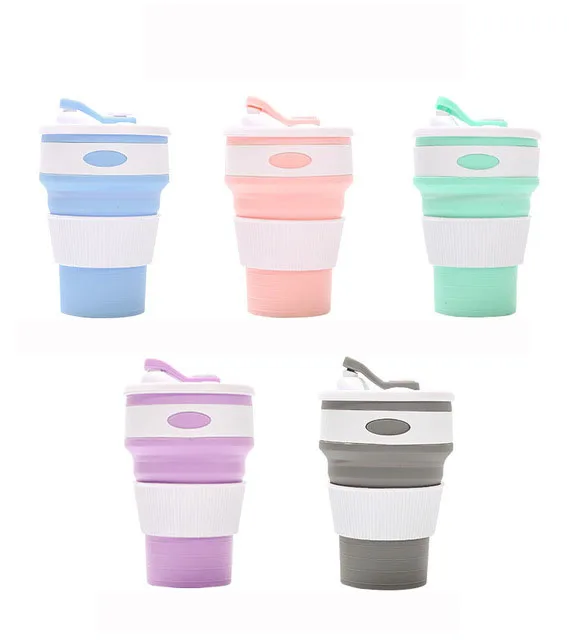 Outdoor High Quality Custom Silicone Collapsible Coffee Cup Retractable Foldable Coffee Cup
