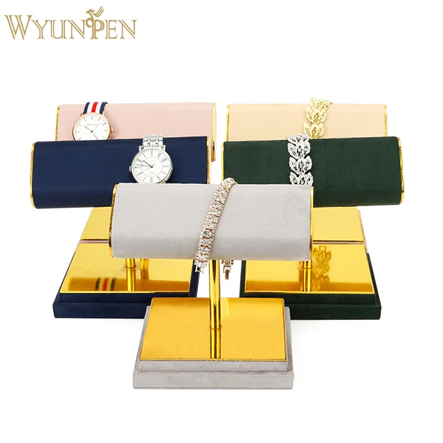 

WYP Custom luxury Jewelry Display suede leather watch Metak display bracelet display metal stand