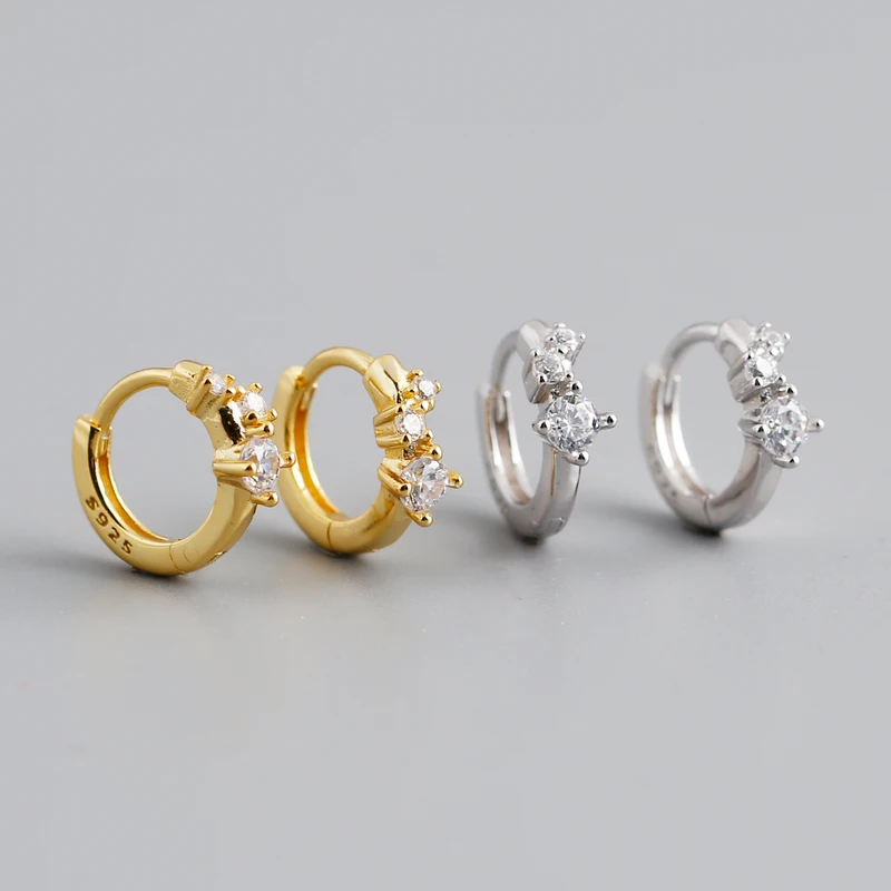 NEW Wholesale Fashion 925 Sterling Silver Simple Round Shape with Cz Diamond Zircon Hoop Earring with 18K Gold Plated Jewelry