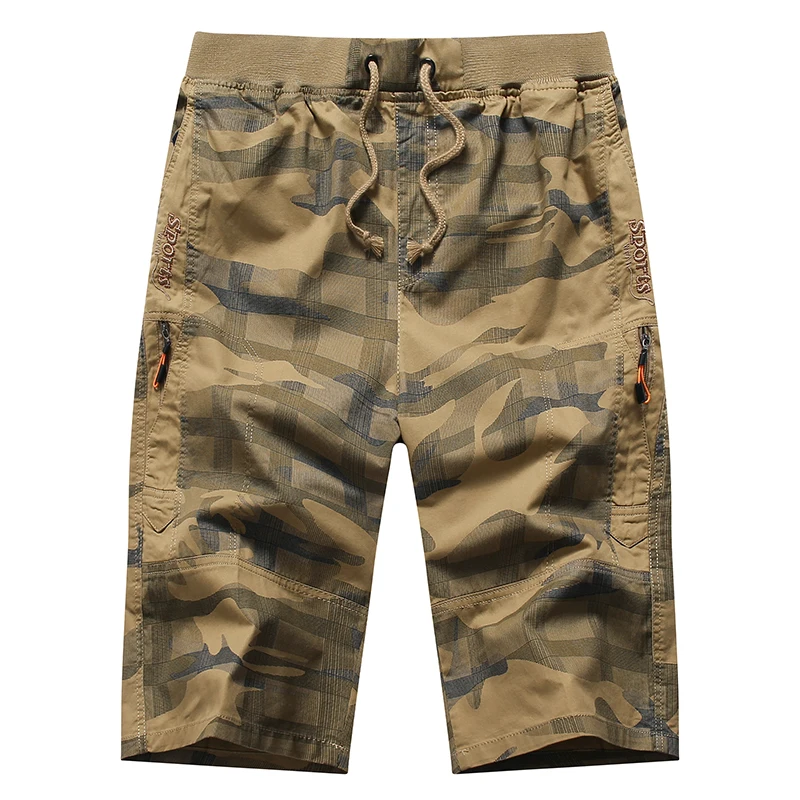 

Drop Shipping Shorts with Low MOQ Camouflage Long Shorts Cargo Men 6 Pockets Below Knee Short Pants Elastic Waist Cargo Shorts, Khaki/army green/navy