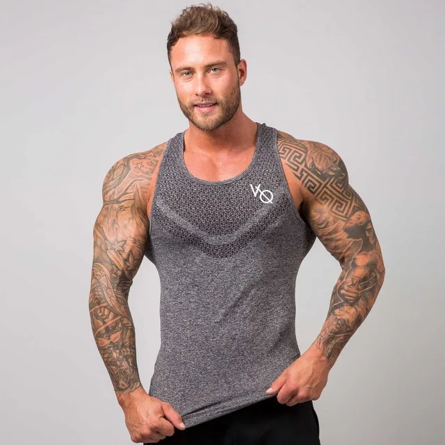 

New types sports custom color men gym fitness seamless tank top