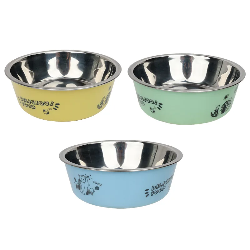 

Sublimation eco friendly metal stainless steel pet cat dog feeder bowl with logo