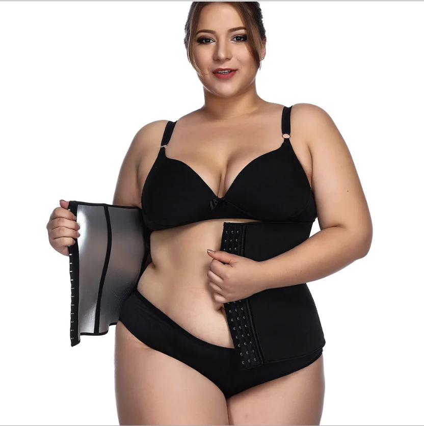 

Ultra Cheap 9 Steel Boned Hook Neoprene Plus Size Waist Shapers, Black
