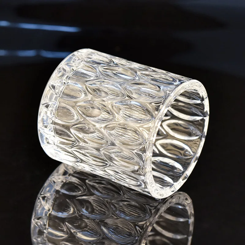 Diamond Cut Crystal Glass Candle Vessel
