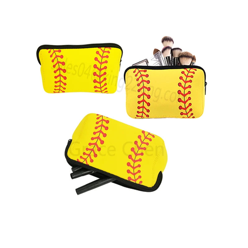 

Baseball softball stock pouch cosmetic makeup bag neoprene, Customized color
