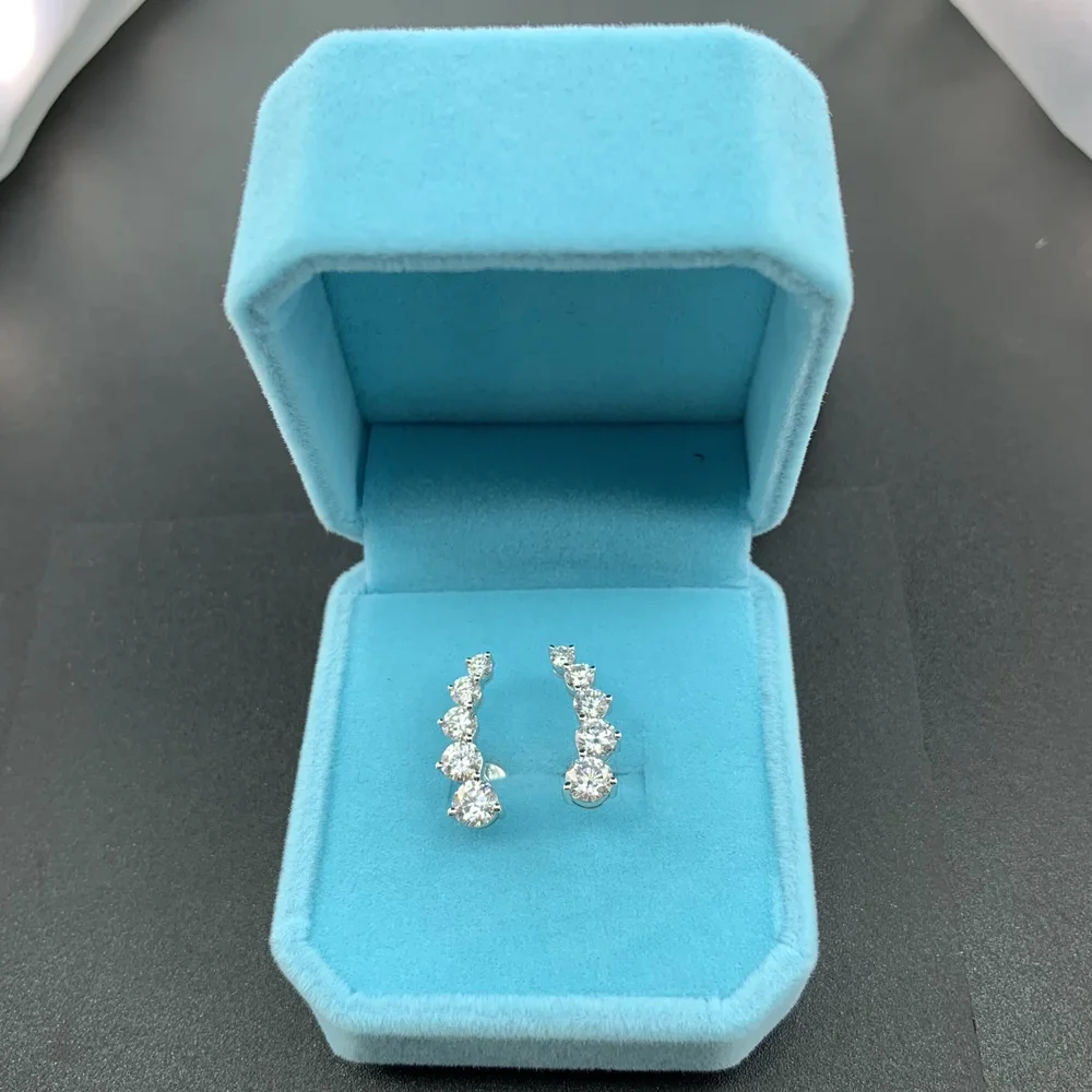 

New Fashion 14k Gold Super White Round Brilliant Cut Moissanite Diamond Earrings Women Jewelry