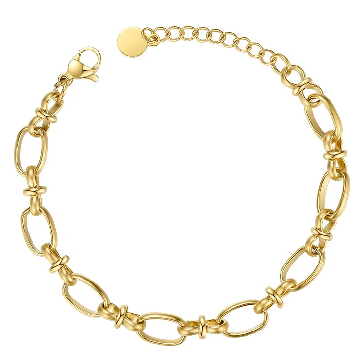 

Latest High Quality 18K Gold Plated Stainless Steel Jewelry Bowknot Chain Bracelet B202194