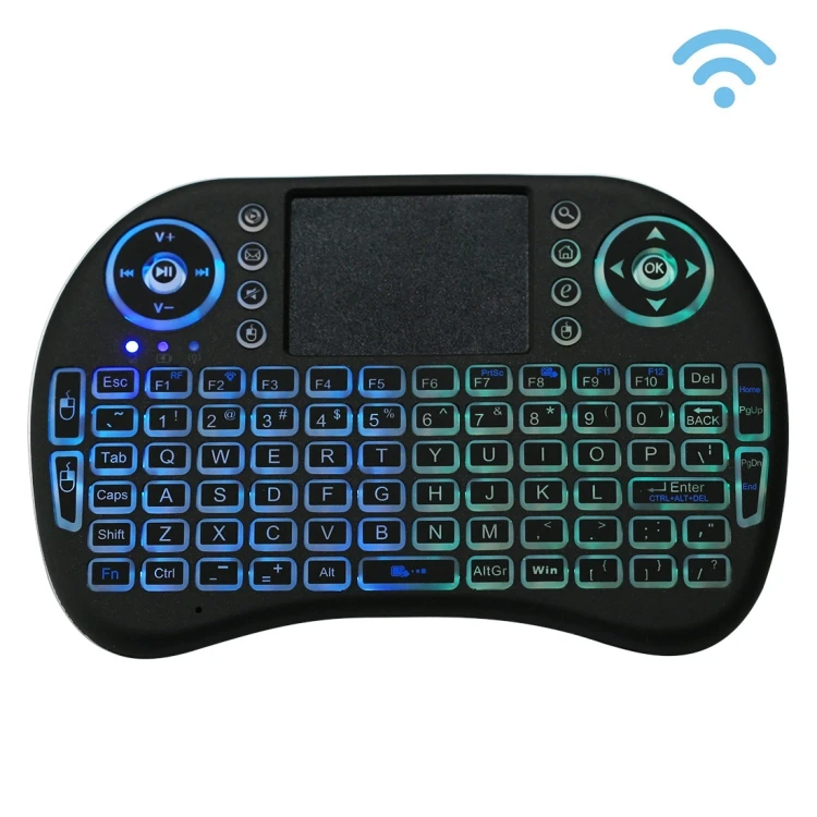 

2.4GHz Mini i8 Wireless QWERTY Colorful Backlight Touchpad OTG function Mobile Phone Keyboard for PC Android TV BOX Player