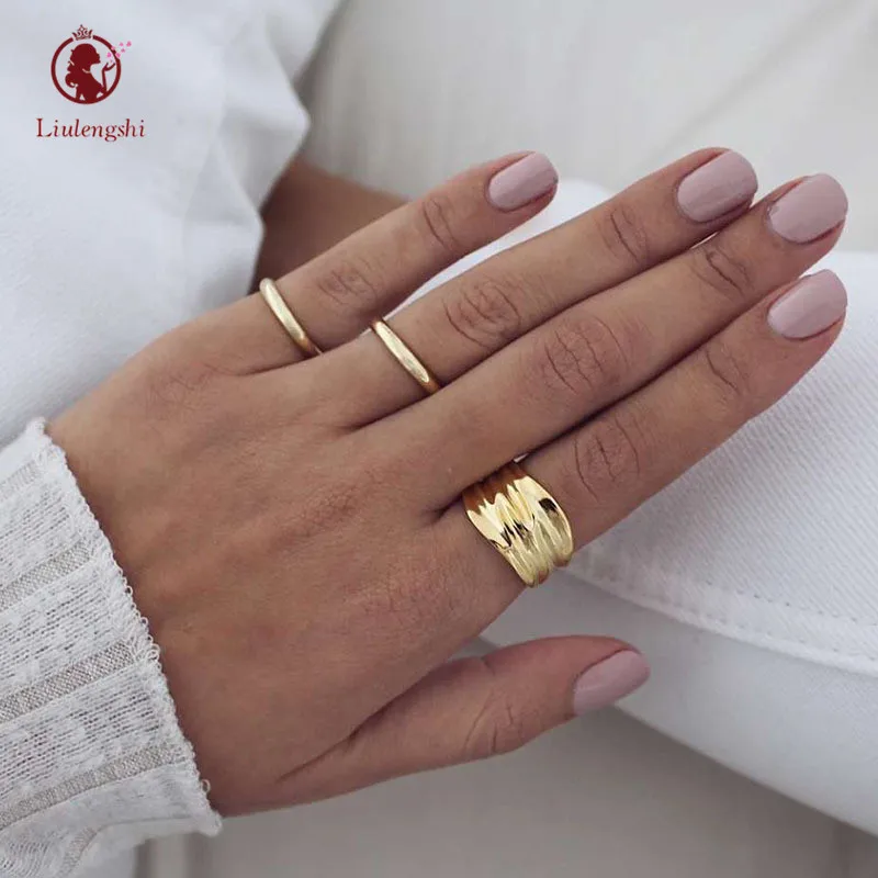 

Unique Design Gold Irregular Wide Circle Ring Stainless Steel Irregular Wide Folded Ring