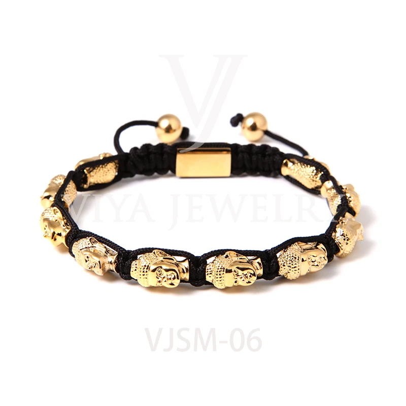

Viya Jewelry DHL Free Shipping High Quality Stainless Steel Buddha Head Band Bracelet