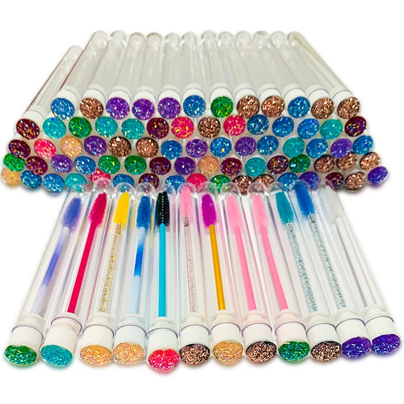 

High Quality Individually Packaged Tube Eyelash Brush Color Diamomd Eyebrow Brush Disposable Eyelash Brush Tubes, Red,pink,yellow,blue