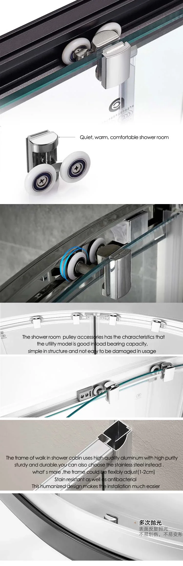 QIMEI 900*900 semi-circle shower enclosure sliding shower enclosure