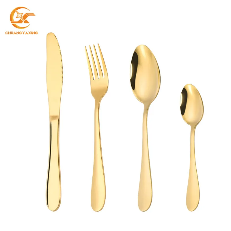 

Hot Sales Stainless Steel Spoon Fork Knife Cutlery Bulk Gold Flatware Set for Kitchen Wedding Event