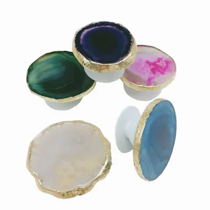 Stone Agate Slice Mobile Phone Grip Stand